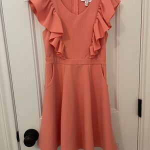 Honey and Rosie Coral Ruffle Dress